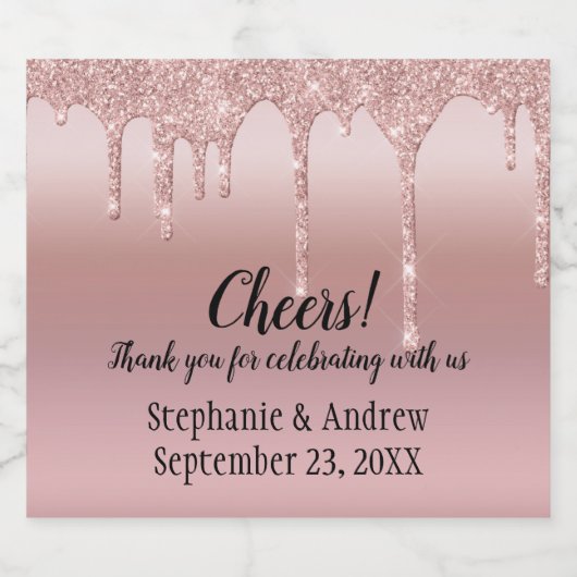 Glitter voor persoonlijk Roos Gold Driving Sparkling Wijnetiket (Enkel label)