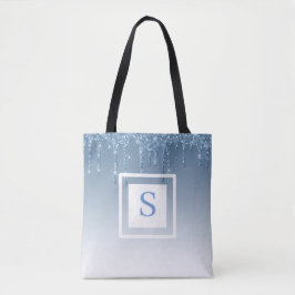 Glitter voor persoonlijke blauwe schijven tote bag