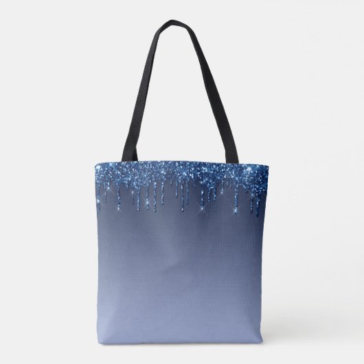 Glitter voor persoonlijke blauwe schijven tote bag (Achterkant)