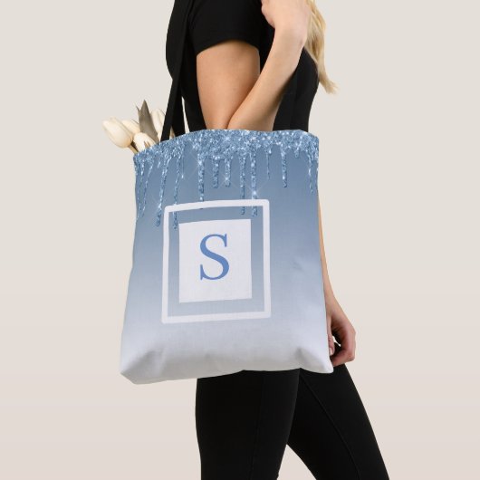 Glitter voor persoonlijke blauwe schijven tote bag (Dichtbij)