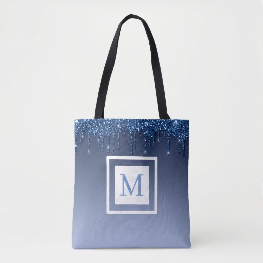 Glitter voor persoonlijke blauwe schijven tote bag (Voorkant)
