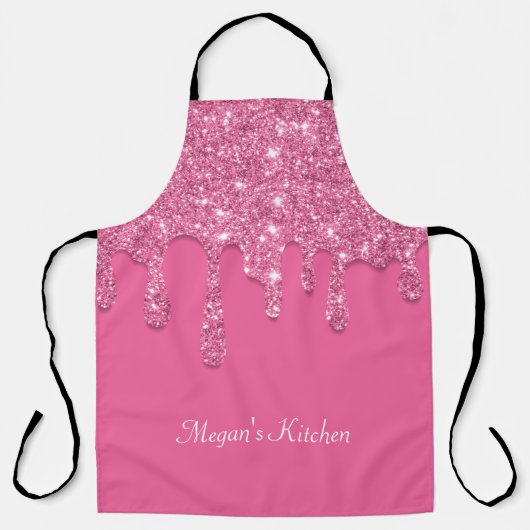 Glitter voor persoonlijke roze druppelaar schort (Voorkant)