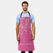 Glitter voor persoonlijke roze druppelaar schort (Gedragen)