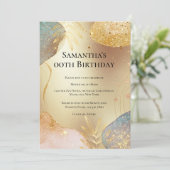 Glitter vormen bladgoud koperblauw abstract kaart (Staand voorkant)