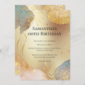 Glitter vormen bladgoud koperblauw abstract kaart (Voorkant / Achterkant)