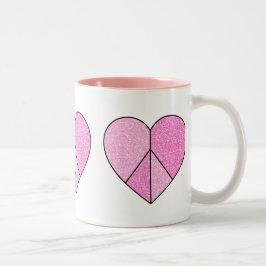 Glitter Vredesteken Harten Tweekleurige Koffiemok