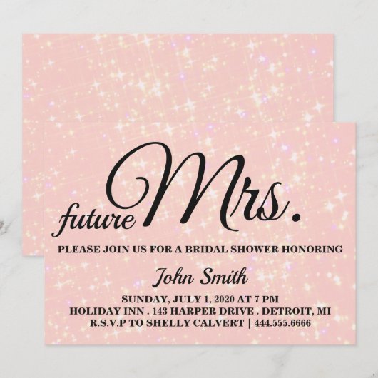 Glitter Vrijgezellenfeest future Mrs. Kaart (Voorkant / Achterkant)