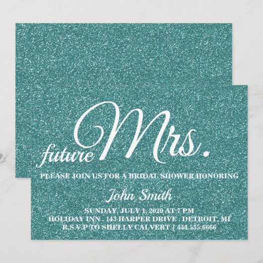 Glitter Vrijgezellenfeest future Mrs. Kaart (Voorkant / Achterkant)