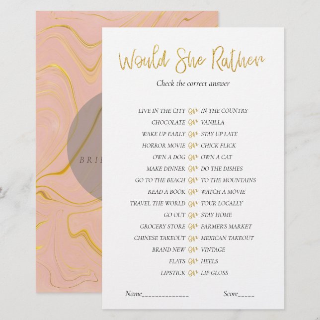 Glitter Vrijgezellenfeest game zou ze eerder zijn (Voorkant / Achterkant)