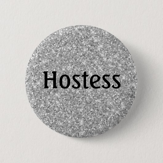 Glitter Vrijgezellenfeest Glitter-hostess Silver W Ronde Button 5,7 Cm (Voorkant)