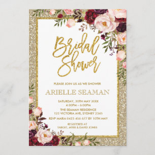 Glitter Vrijgezellenfeest Invite Burgundy Pink Flo Kaart