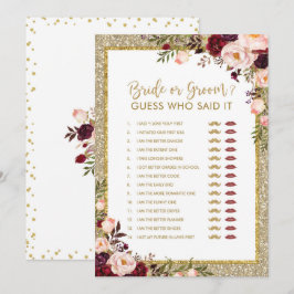 Glitter-Vrijgezellenfeest met bride of Groom Gold Kaart