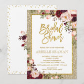 Glitter Vrijgezellenfeest Nodig Bourgogne Roze Blo Kaart (Voorkant / Achterkant)