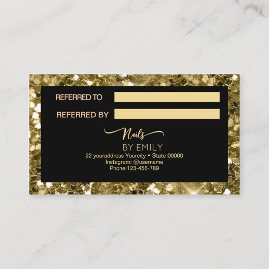 Glitter Vrouw Hand nagel salon Referral Kaart Klantenkaartje (Achterkant)