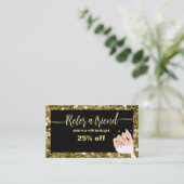 Glitter Vrouw Hand nagel salon Referral Kaart Klantenkaartje (Staand voorkant)