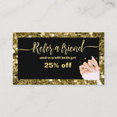 Glitter Vrouw Hand nagel salon Referral Kaart Klantenkaartje (Voorkant)