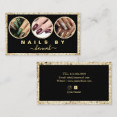 Glitter Vrouw Hand Nail Salon Visitekaartje (Voorkant / Achterkant)