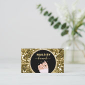 Glitter Vrouw Hand Nail Salon Visitekaartje (Staand voorkant)