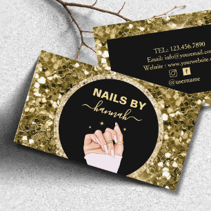 Glitter Vrouw Hand Nail Salon Visitekaartje