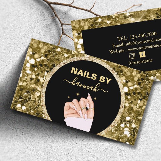 Glitter Vrouw Hand Nail Salon Visitekaartje