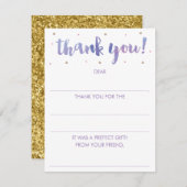 Glitter vult het Paarse blanco in Notitiekaartje (Voorkant / Achterkant)