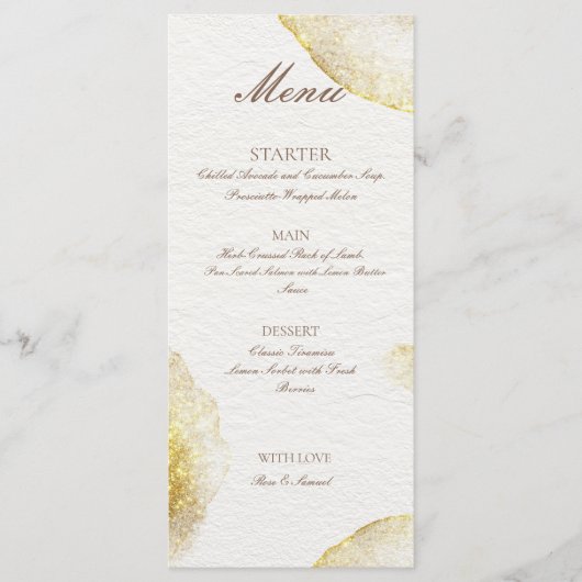 Glitter Watercolor Goud Plat Menu (Voorkant)