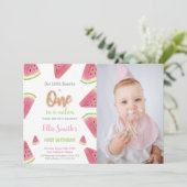 Glitter Watermeloen Verjaardag Uitnodigingen met F (Staand voorkant)