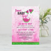 Glitter Watermelon Meisje Baby shower Invitation Kaart (Staand voorkant)