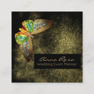 *~* Glitter Waterverf Butterfly Gilded Gold Vierkante Visitekaartje