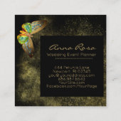 *~* Glitter Waterverf Butterfly Gilded Gold Vierkante Visitekaartje (Achterkant)