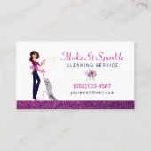 Glitter Waterverf Cartoon Maid Cleaning Service Visitekaartje (Voorkant)
