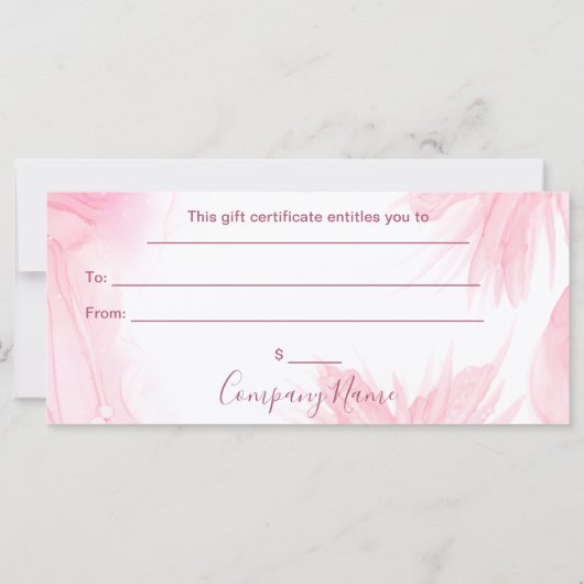 Glitter Waterverf Chic Zakelijk Cadeaubon (Achterkant)