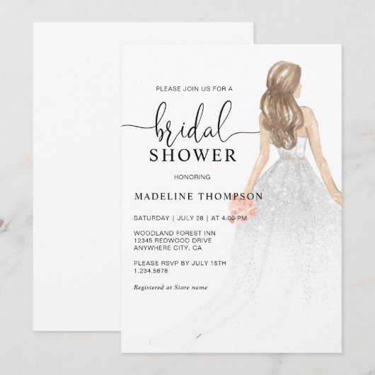 Glitter Waterverf Dusty Pink Bride Vrijgezellenfee Kaart (Voorkant / Achterkant)