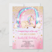 Glitter Waterverf Eenhoorn Verjaardagsuitnodiging Kaart (Voorkant)
