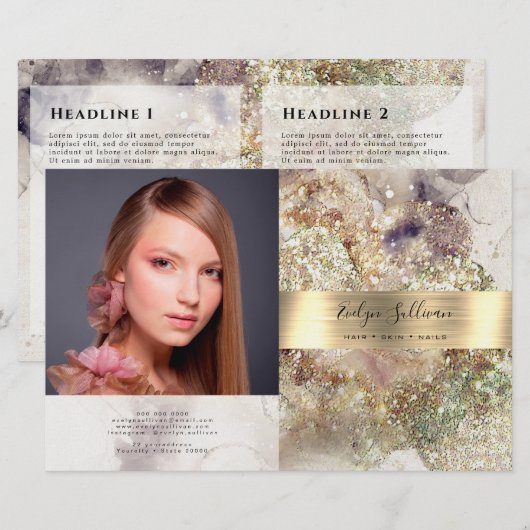 Glitter waterverf en folie bifold brochure (Voorkant / Achterkant)