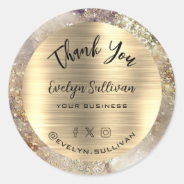 Glitter Waterverf en Folie Elegant Dank u Ronde Sticker