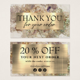 Glitter waterverf en folie kortingskaart visitekaartje