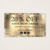 Glitter waterverf en folie kortingskaart visitekaartje (Achterkant)