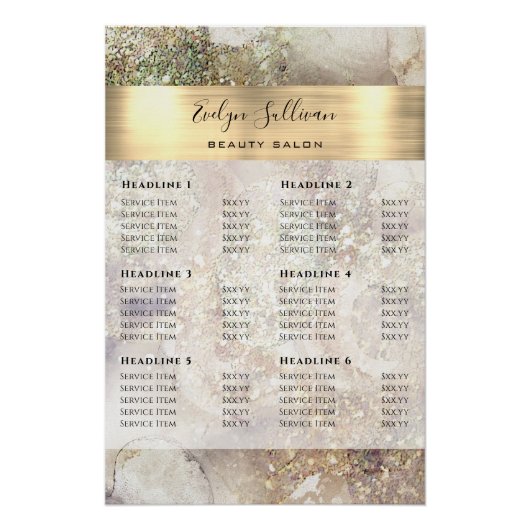 Glitter Waterverf en Folie prijslijst Glossy Perfect Poster (Voorkant)