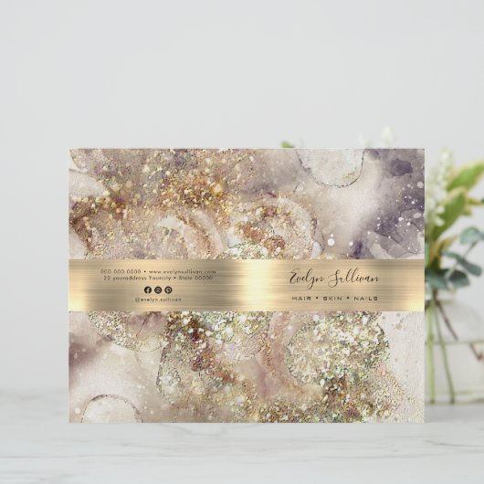 Glitter waterverf en folie service menubrochure (Staand voorkant)