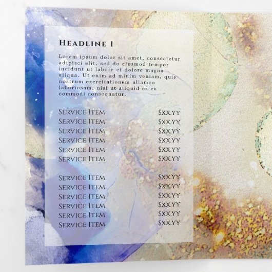 Glitter Waterverf en Gold Foil drievoudig brochure Drieluik Kaart (Binnenzijde eerst)