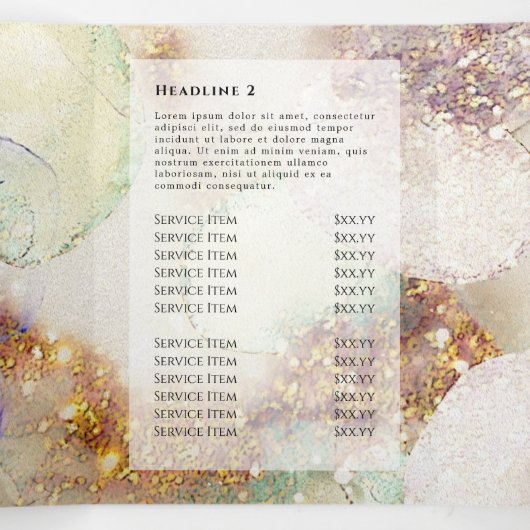 Glitter Waterverf en Gold Foil drievoudig brochure Drieluik Kaart (Binnenkant midden)
