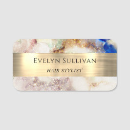 Glitter Waterverf en Gold Foil Name Tag