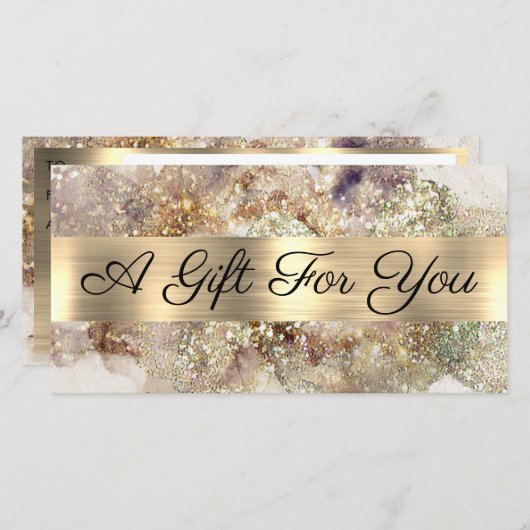 Glitter Waterverf Faux Folie Cadeaubon (Voorkant / Achterkant)