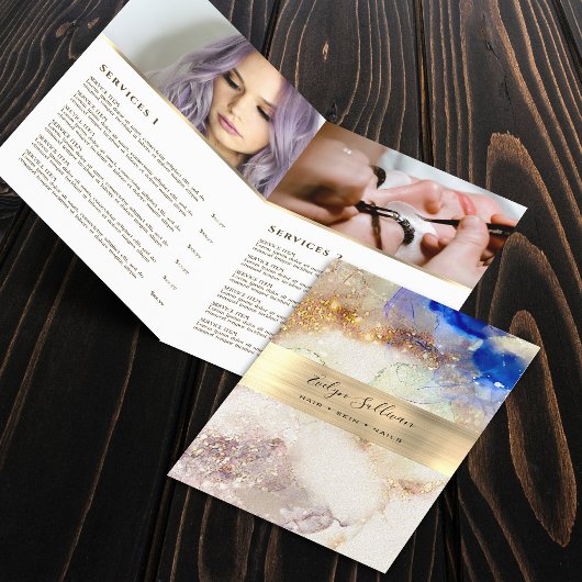 Glitter waterverf faux folie service menubrochure