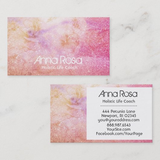 *~* Glitter Waterverf Flower Gold Lavender Peach Visitekaartje (Voorkant / Achterkant)