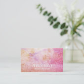*~* Glitter Waterverf Flower Gold Lavender Peach Visitekaartje (Staand voorkant)