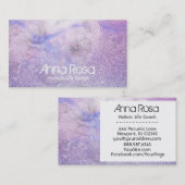 *~* Glitter Waterverf Flower Lavender Magenta Visitekaartje (Voorkant / Achterkant)