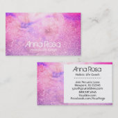 *~* Glitter Waterverf Flower Roze Blauw Paarse Visitekaartje (Voorkant / Achterkant)