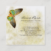 ** Glitter. Waterverf Gilded Gold Butterfly Vierkante Visitekaartje (Achterkant)